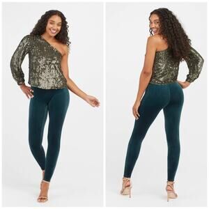 SPANX Velvet Leggings In Malachite Green Women’s Small